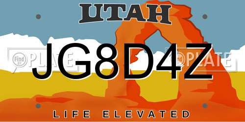 JG8D4Z Utah License Plate