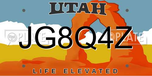 JG8Q4Z Utah License Plate