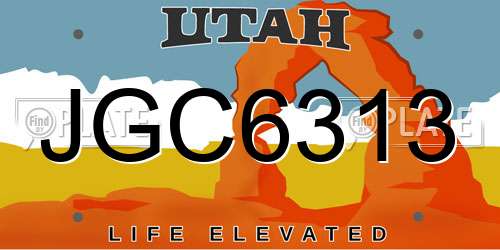 JGC6313 Utah License Plate