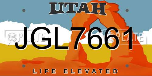 JGL7661 Utah License Plate