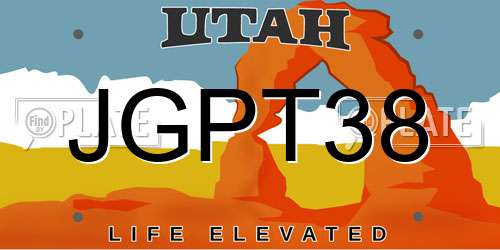 JGPT38 Utah License Plate