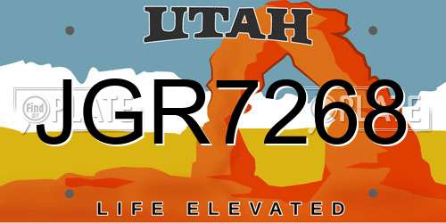 JGR7268 Utah License Plate