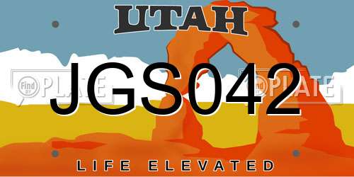 JGS042 Utah License Plate
