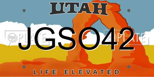 JGSO42 Utah License Plate