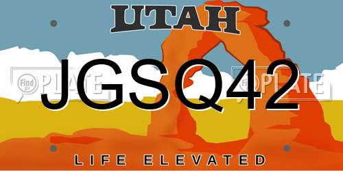 JGSQ42 Utah License Plate