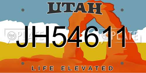 JH54611 Utah License Plate