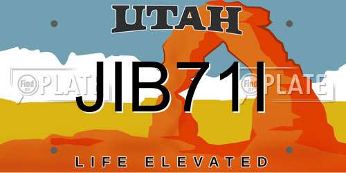 JIB71I Utah License Plate