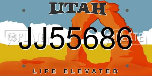 JJ55686 Utah License Plate
