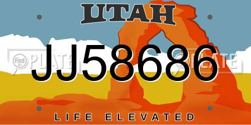 JJ58686 Utah License Plate