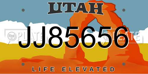 JJ85656 Utah License Plate