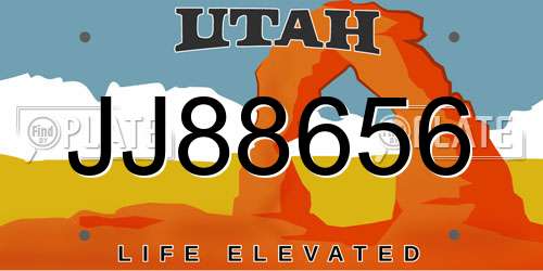 JJ88656 Utah License Plate