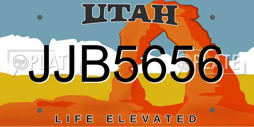 JJB5656 Utah License Plate