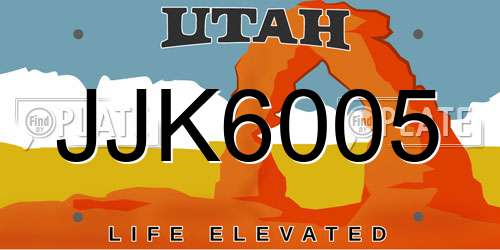 JJK6005 Utah License Plate