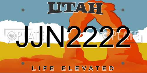 JJN2222 Utah License Plate