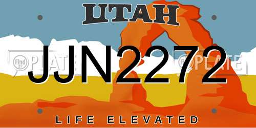 JJN2272 Utah License Plate