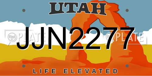 JJN2277 Utah License Plate