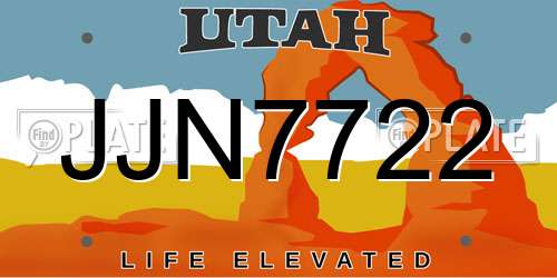 JJN7722 Utah License Plate