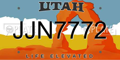 JJN7772 Utah License Plate