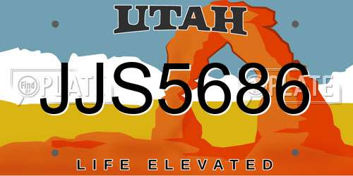 JJS5686 Utah License Plate