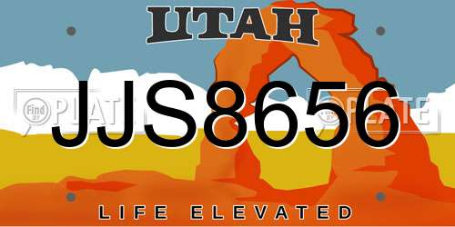 JJS8656 Utah License Plate