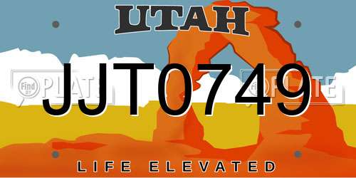 JJT0749 Utah License Plate