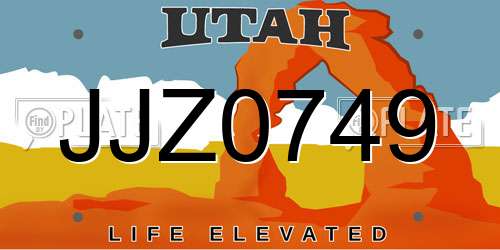 JJZ0749 Utah License Plate