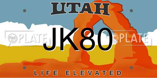 JK80 Utah License Plate