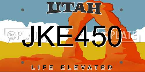 JKE450 Utah License Plate