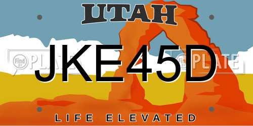 JKE45D Utah License Plate