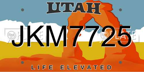 JKM7725 Utah License Plate