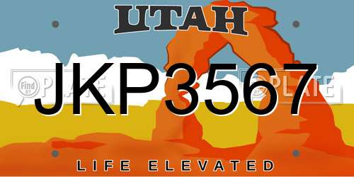 JKP3567 Utah License Plate