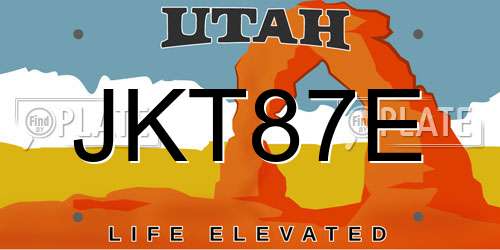 JKT87E Utah License Plate