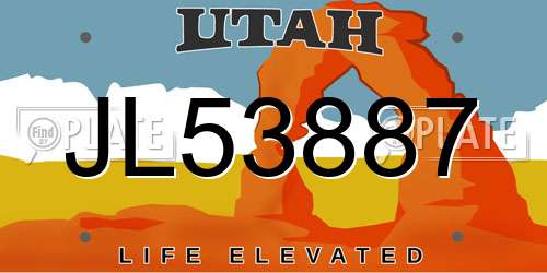 JL53887 Utah License Plate