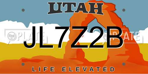 JL7Z2B Utah License Plate