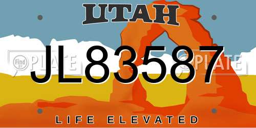 JL83587 Utah License Plate