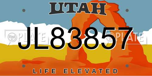 JL83857 Utah License Plate