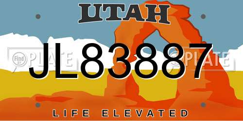 JL83887 Utah License Plate