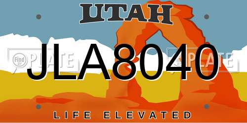 JLA8040 Utah License Plate