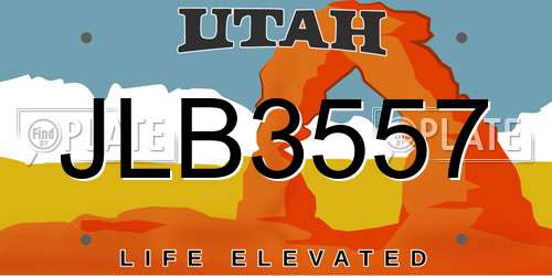 JLB3557 Utah License Plate