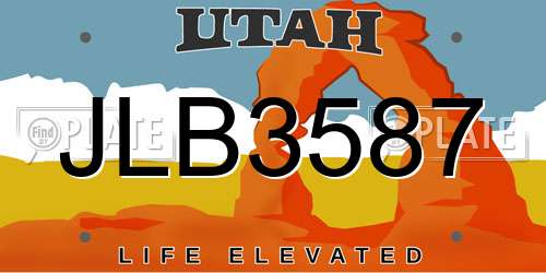 JLB3587 Utah License Plate