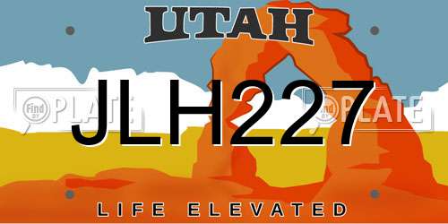JLH227 Utah License Plate