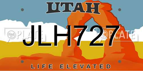 JLH727 Utah License Plate