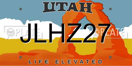 JLHZ27 Utah License Plate