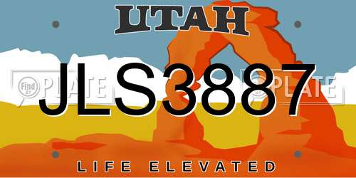 JLS3887 Utah License Plate