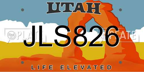 JLS826 Utah License Plate