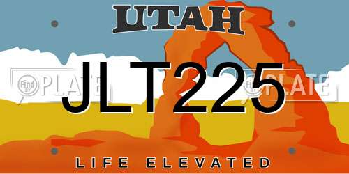 JLT225 Utah License Plate