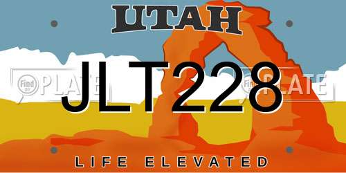 JLT228 Utah License Plate