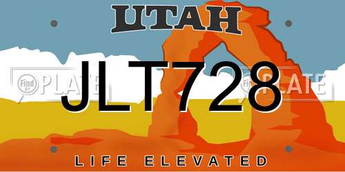 JLT728 Utah License Plate