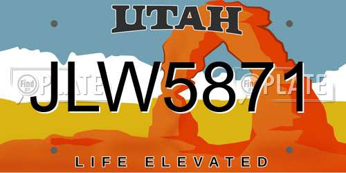 JLW5871 Utah License Plate