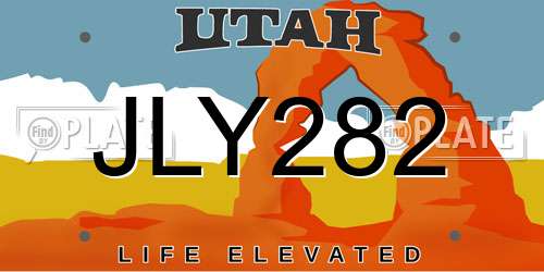 JLY282 Utah License Plate